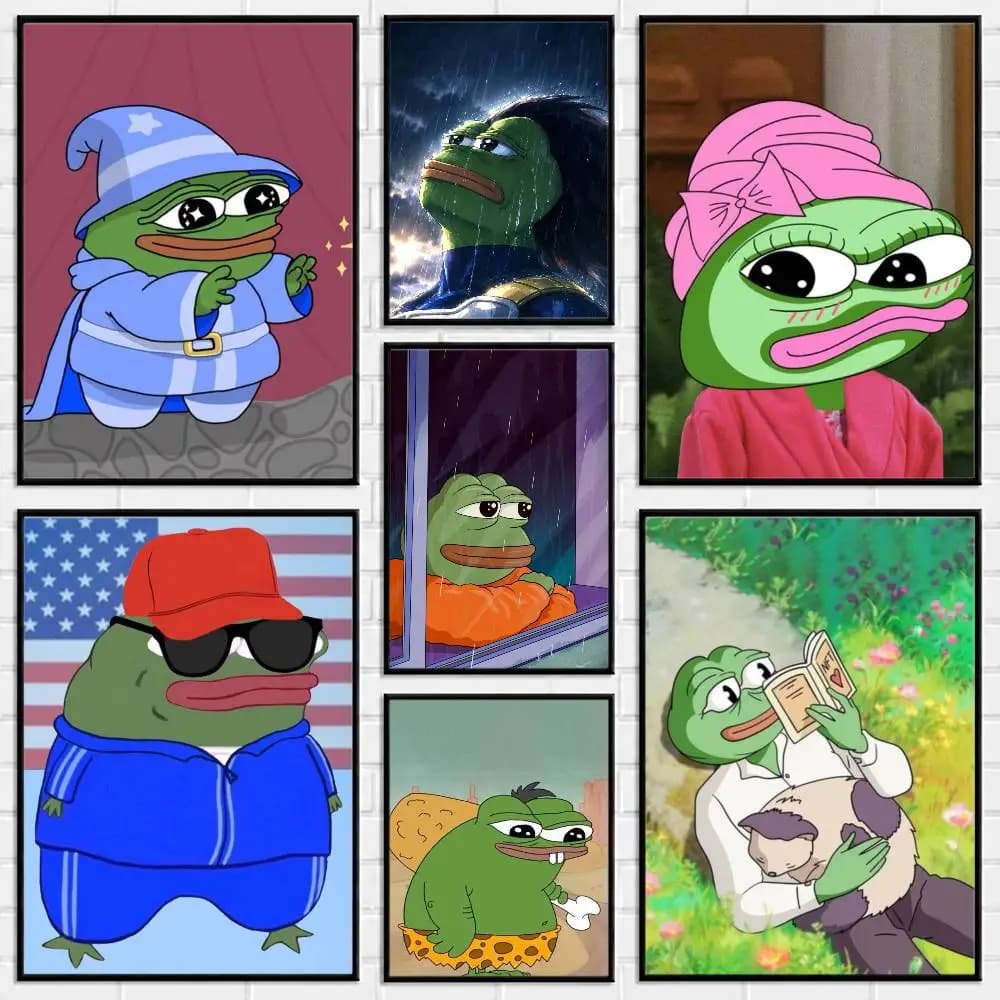 Funny P-Pepe the Frog Poster Versatile HD Waterproof Wall Art Self-Adhesive Decor for Any Space Ideal Gift