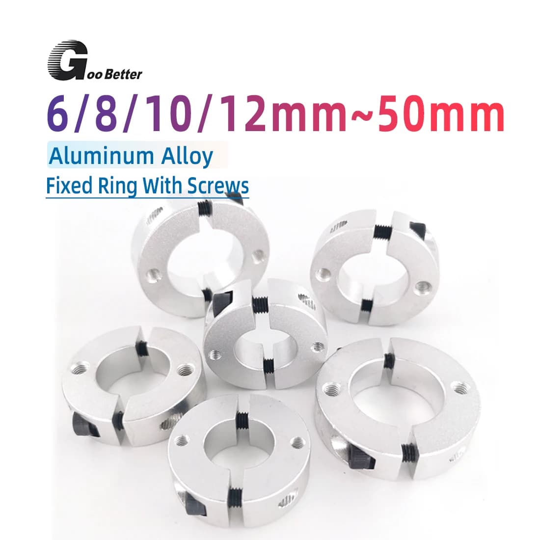 Open Aluminiumlegering Met Draadscheidingstype Vaste Ringklemring Klemring Limiet Ring As Slot Ring Positioner 8mm~50mm