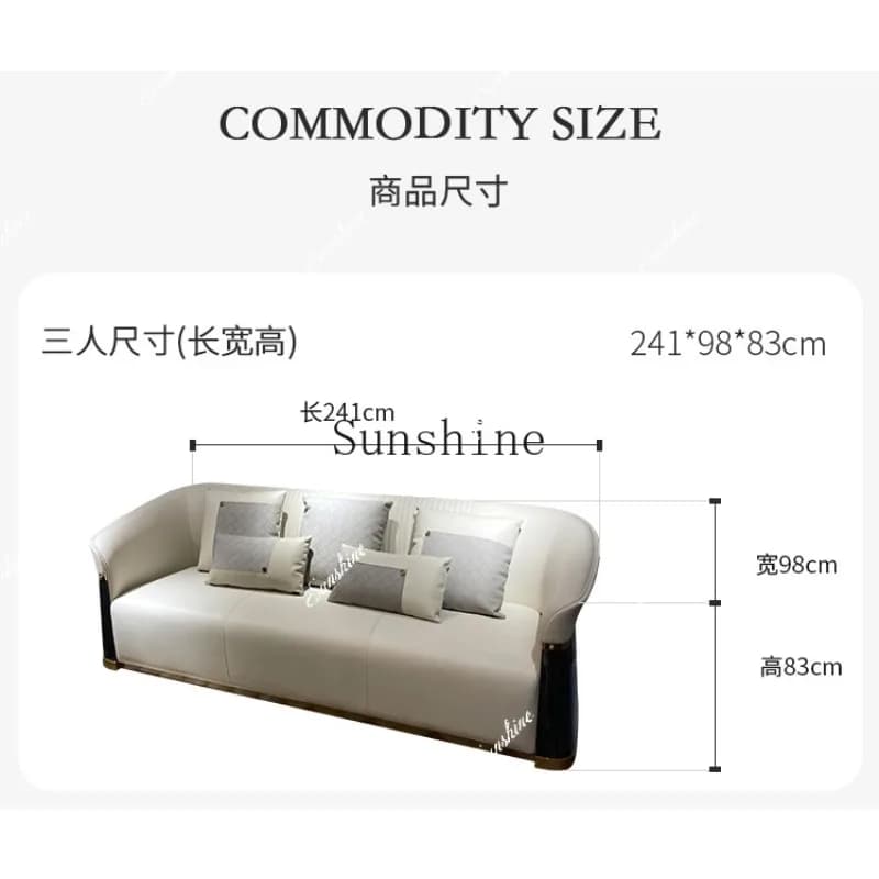 Postmodern light luxury Italian sofa 123 combination leather solid wood high-end simple living room luxury TF