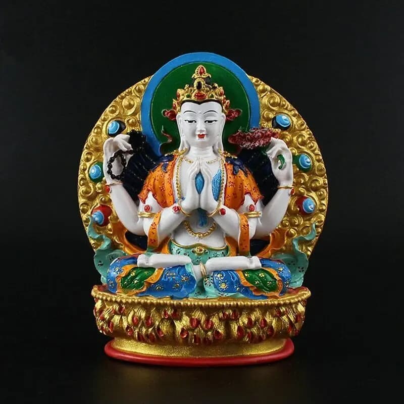 4.5inch Resin Avalokitesvara Bodhisattva Buddhist Suppliers Guanyin Statue Decor