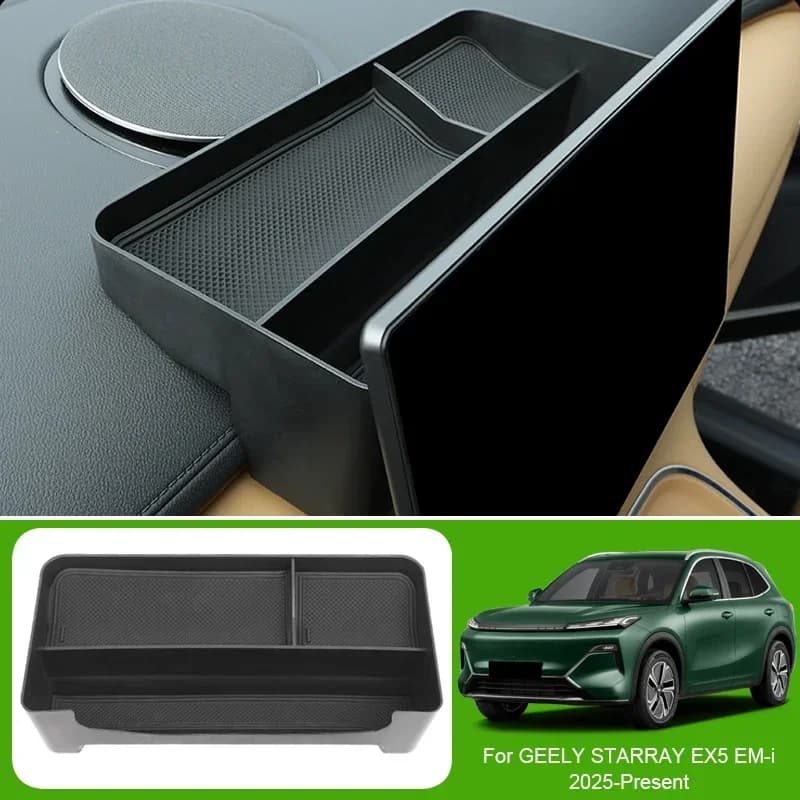Car Lower Central Control Armrest Box Storage Auto Wireless Charging Mat GPS Tidying Box For GEELY STARRAY EX5 EM-i 2025-Present