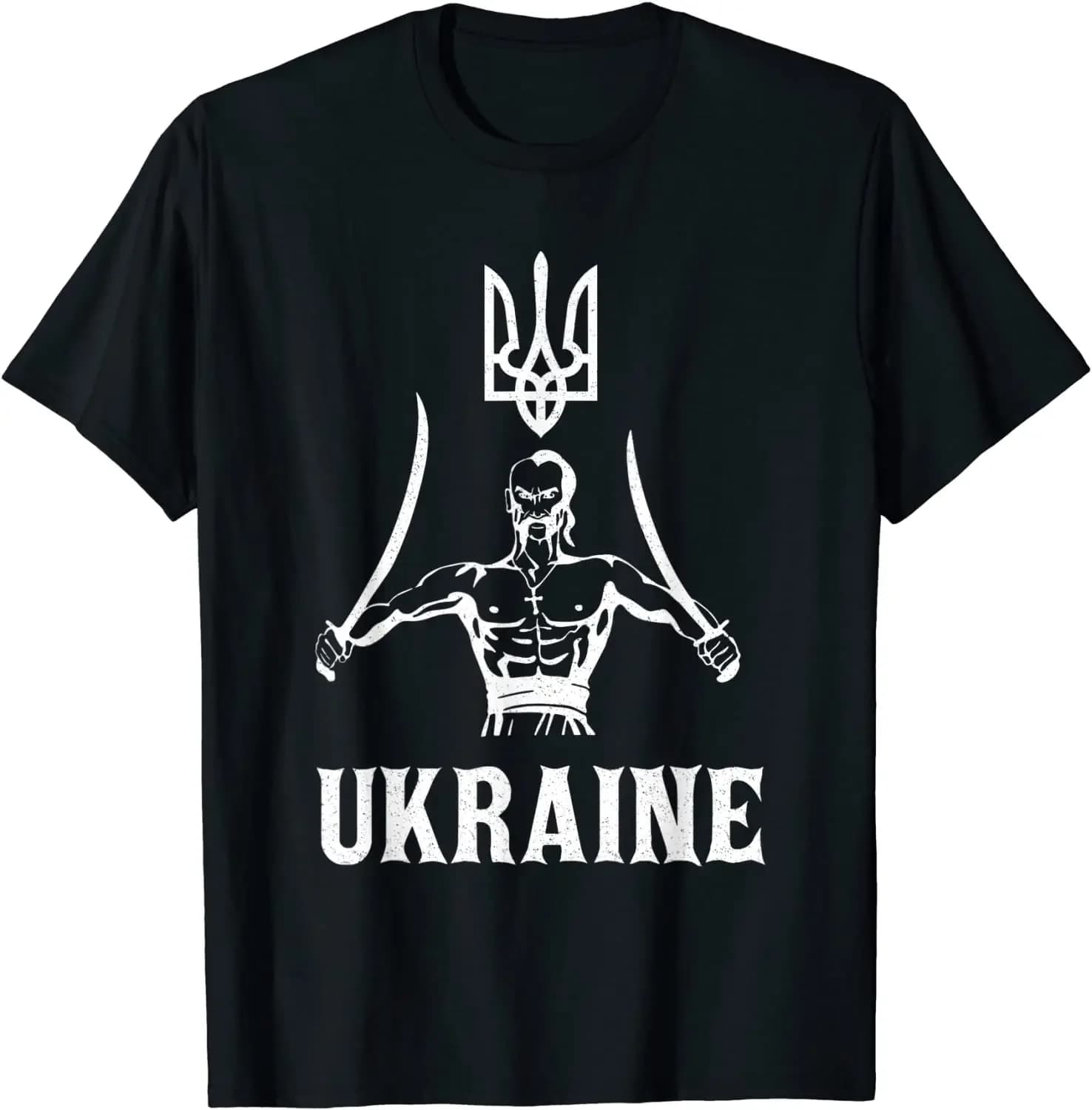 Ukraine Ukrainian Cossack Trysub Flag Men T-Shirt Short Sleeve Casual 100% Cotton O-Neck Summer Tees