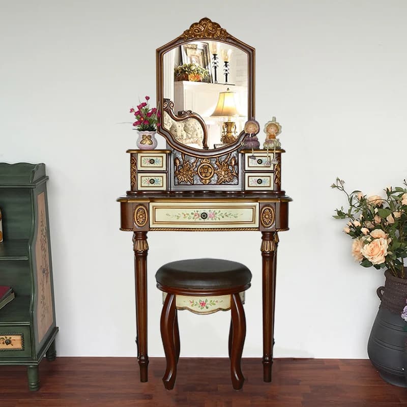 *v for Chair Storage Vanity Table Wood White Small Drawers Girl Bedroom Vanity Makeup Desk Set Stool Furniture Home c