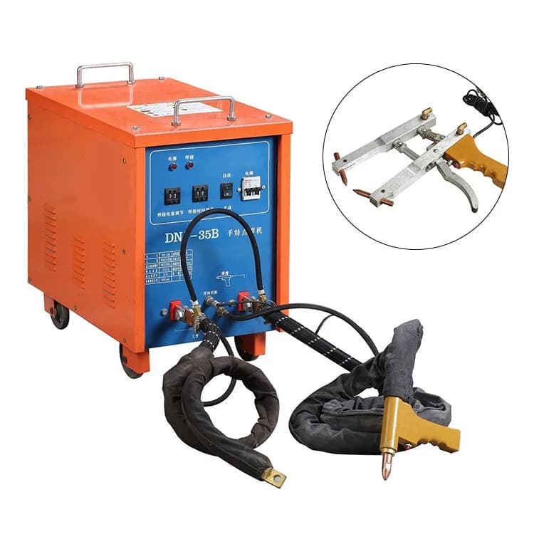 Handheld Spot Welding Machine Stainless Steel Plate Small 380V Forced Air Cooling 25KVA 110mm Electrode Arm 2.5+2.5mm