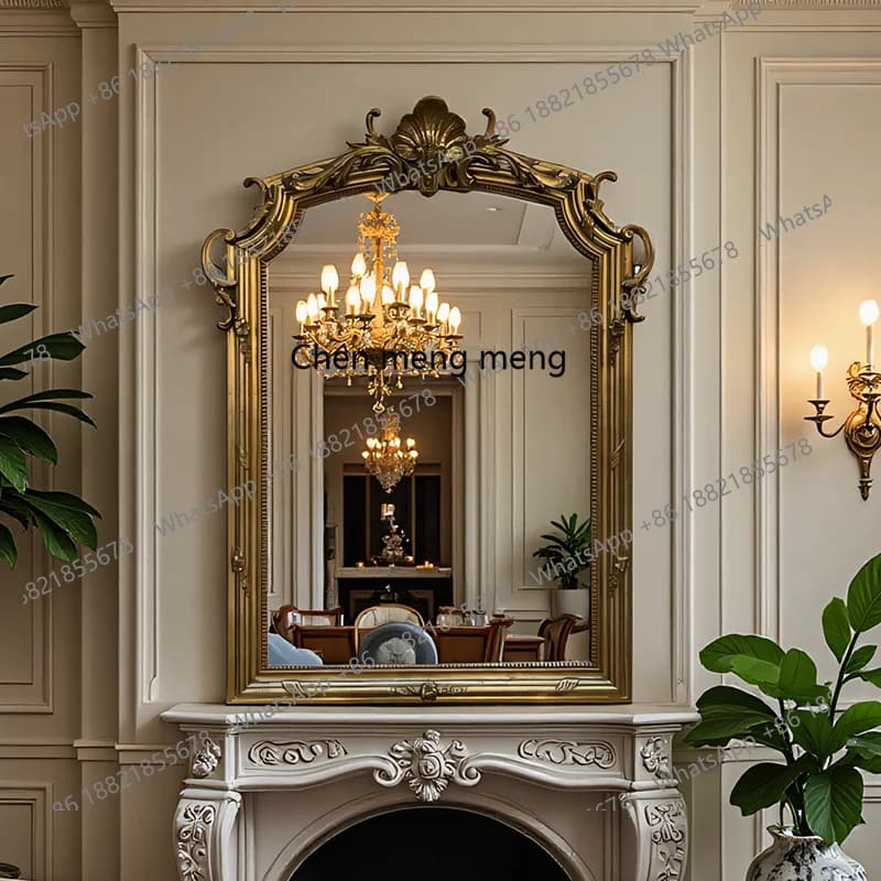 French Style Mirror American Style Carved Mirror Master Bedroom Dressing Table Makeup Mirror European Style Home Living Room