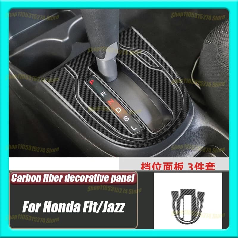 Center Gear Shift Frame, Suitable for Honda Fit/Jazz Carbon Fiber Decorative Stickers Car Modification Accessories
