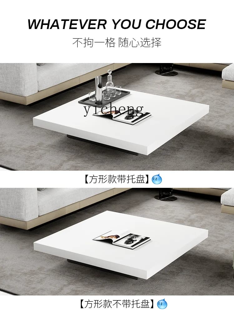 TQH6.17 Stone Plate Coffee Table Living Room Home Minimalist White Square Living Room Box