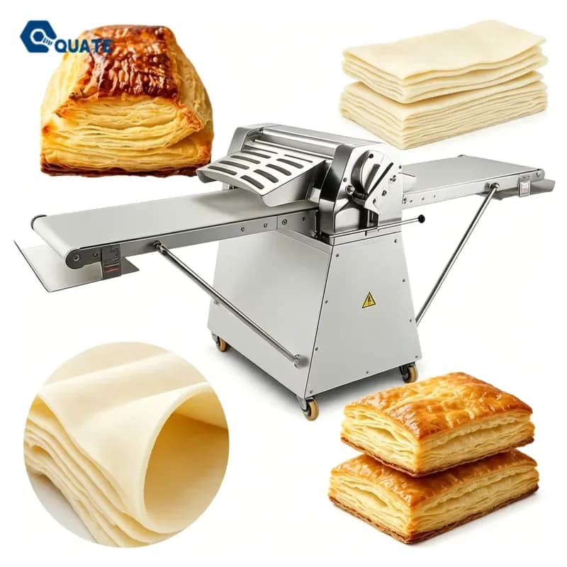 Table Top Dough Sheeter Machine Commercial Electric Pastry Pizza Croissant Bakery Roller Equipment Automatic