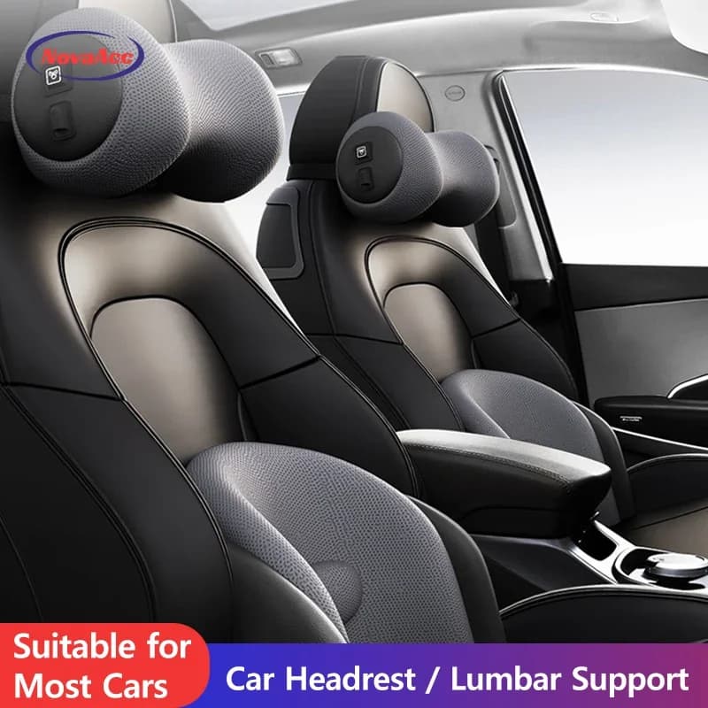 Massage Headrest Car Electric Neck Pillow Memory Foam Lumbar Support Pillow Ergonomic Back Support Cushion for Tesla Model Y 3