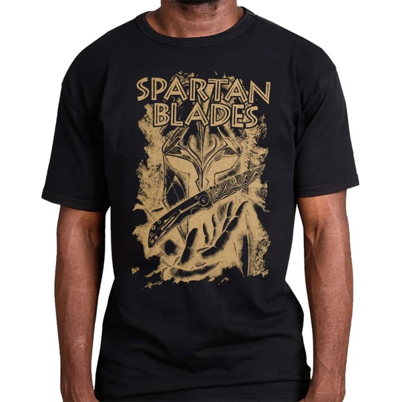 Spartan Blades Tie Line Spartan warrior helmet Ancient greece Gift T Shirt This is sparta Graphic Tee All size Tops