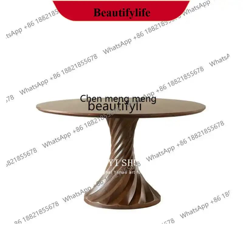 z183 Medieval solid wood heterosexual round dining table designer creative round table simple art round dining table