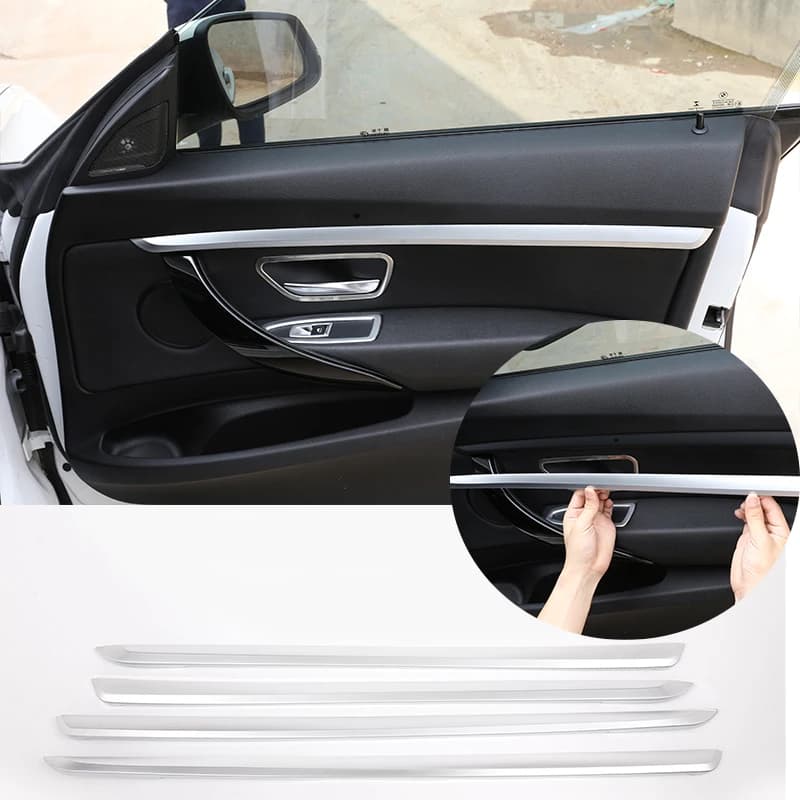 For BMW 3 Series GT F34 2013-2020 Carbon Fiber Sliver ABS Door Interior Trim Strip Trim  Interior Decoration Accessories