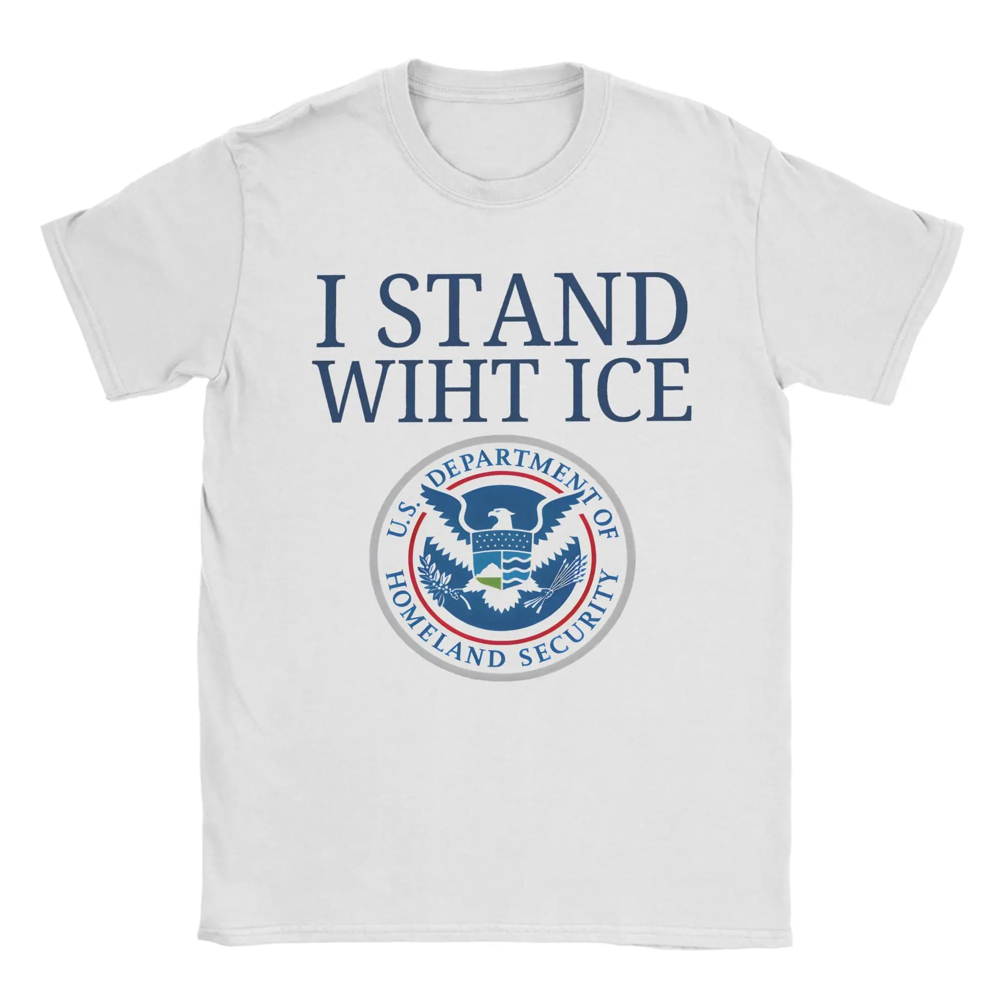 I Stand With Ice T-Shirt Men  Funny Pure Cotton Tee Shirt Round Collar Short Sleeve T Shirt Gift Idea Clothes