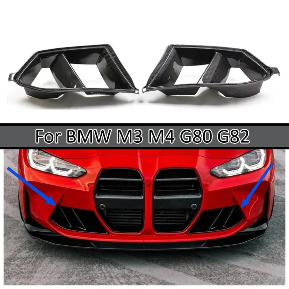 Real Dry Carbon Fiber Front Bumper Air Intake MP Kit Trim Panel For BMW M3 M4 G80 G82 Car Exterior Style Accessory Kit Set Panel