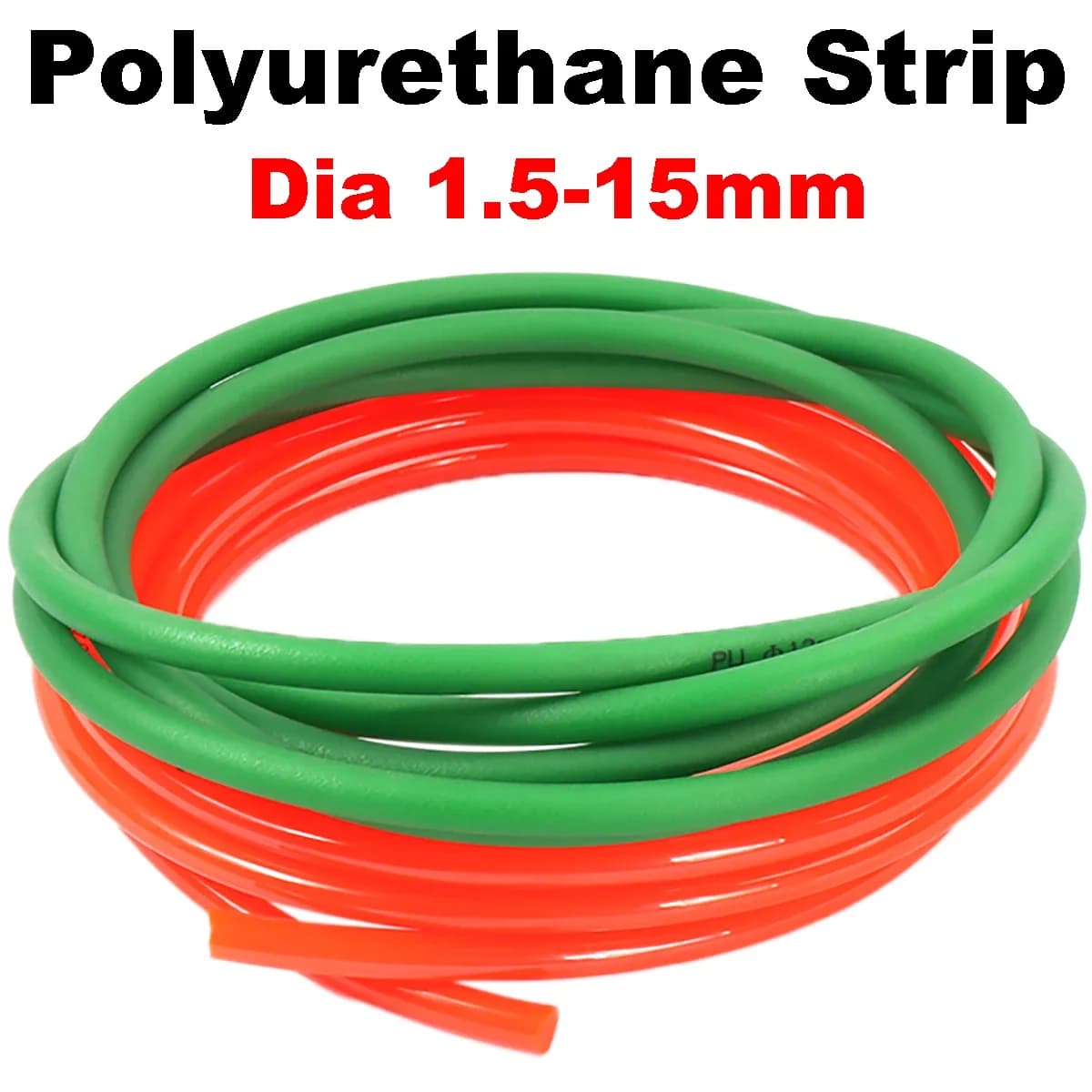 Length 1/5mm Round PU Polyurethane Drive Belting PU Conveyor Belts Strip Dia 1.5-15mm Red/Green