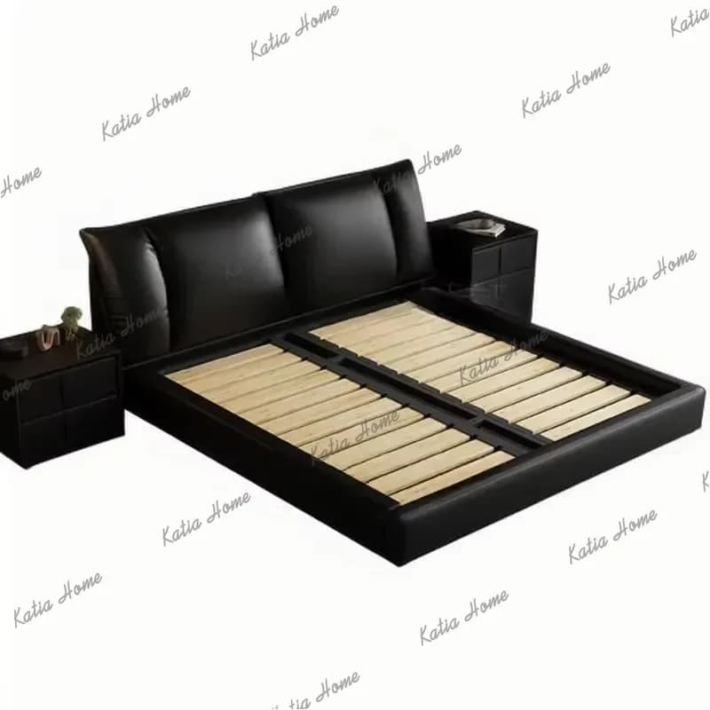 Elegant Storage Double Bed King Modern Nordic Lit Pliable Bedroom Beds Frame Sets Nightstands Cama De Casal Home Furniture