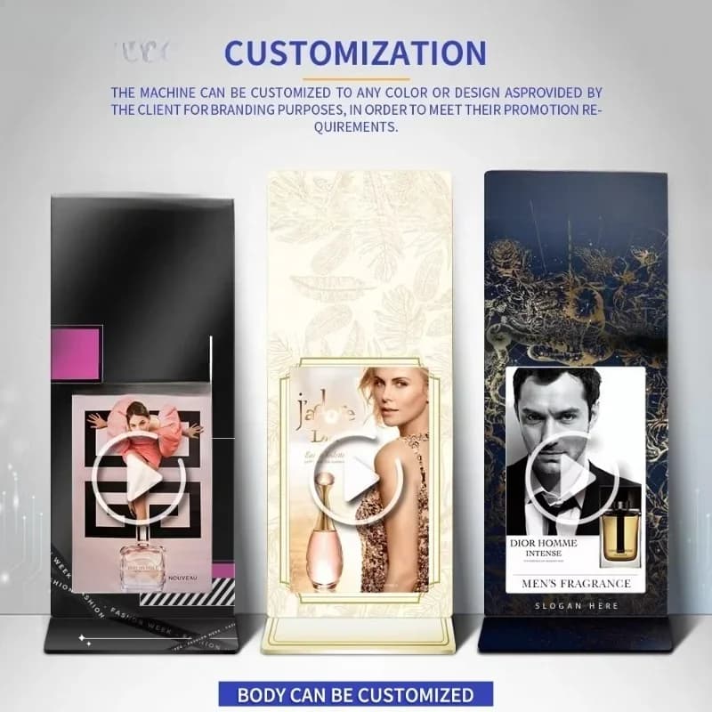 Mobile Perfume Display Stand with 43\" Advertising Screen Android OS 4G/WiFi Sheet Metal-Convenient & Functional