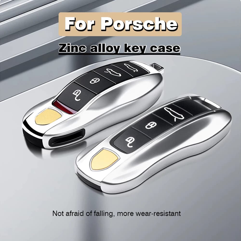 For Porsche Cayenne Panamera Macan Cayman 718 911 Taycan Gloss Chrome  Key Shell Car Key Case Metal Material
