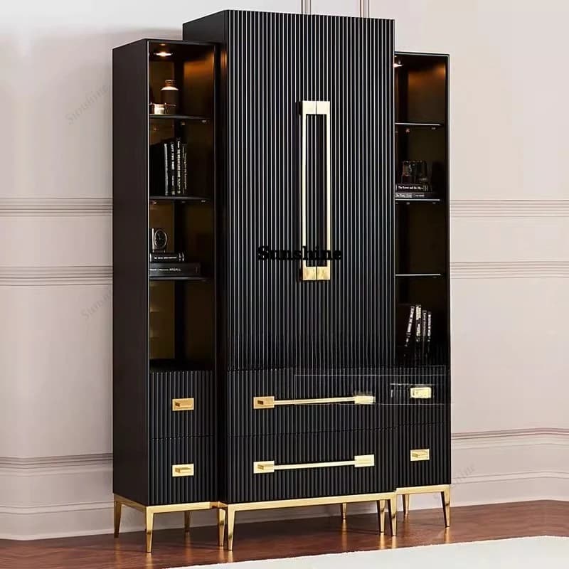 American high-end solid wood bookcase, European neoclassical wine cabinet, living room decoration cabinet