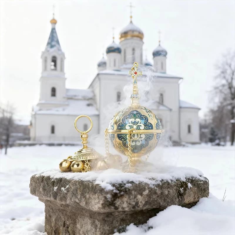HTISOK New 2026 Orthodox Hanging Censer Church Hanging Censer Zinc Alloy Religious Censer Baptism Wedding Daily Prayer Box Gift