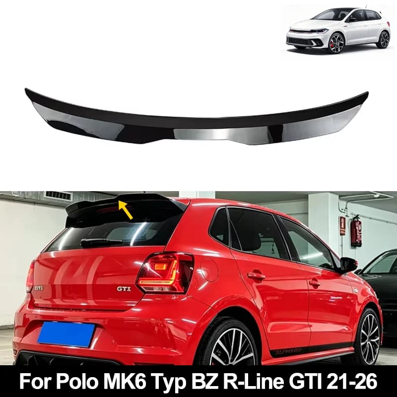 Rear Trunk Spoiler Roof Wing Racing Sport Splitter Exterior Part For VW Polo MK6 Typ BZ Hatchback R-Line GTI 2021-2026 2022 2023