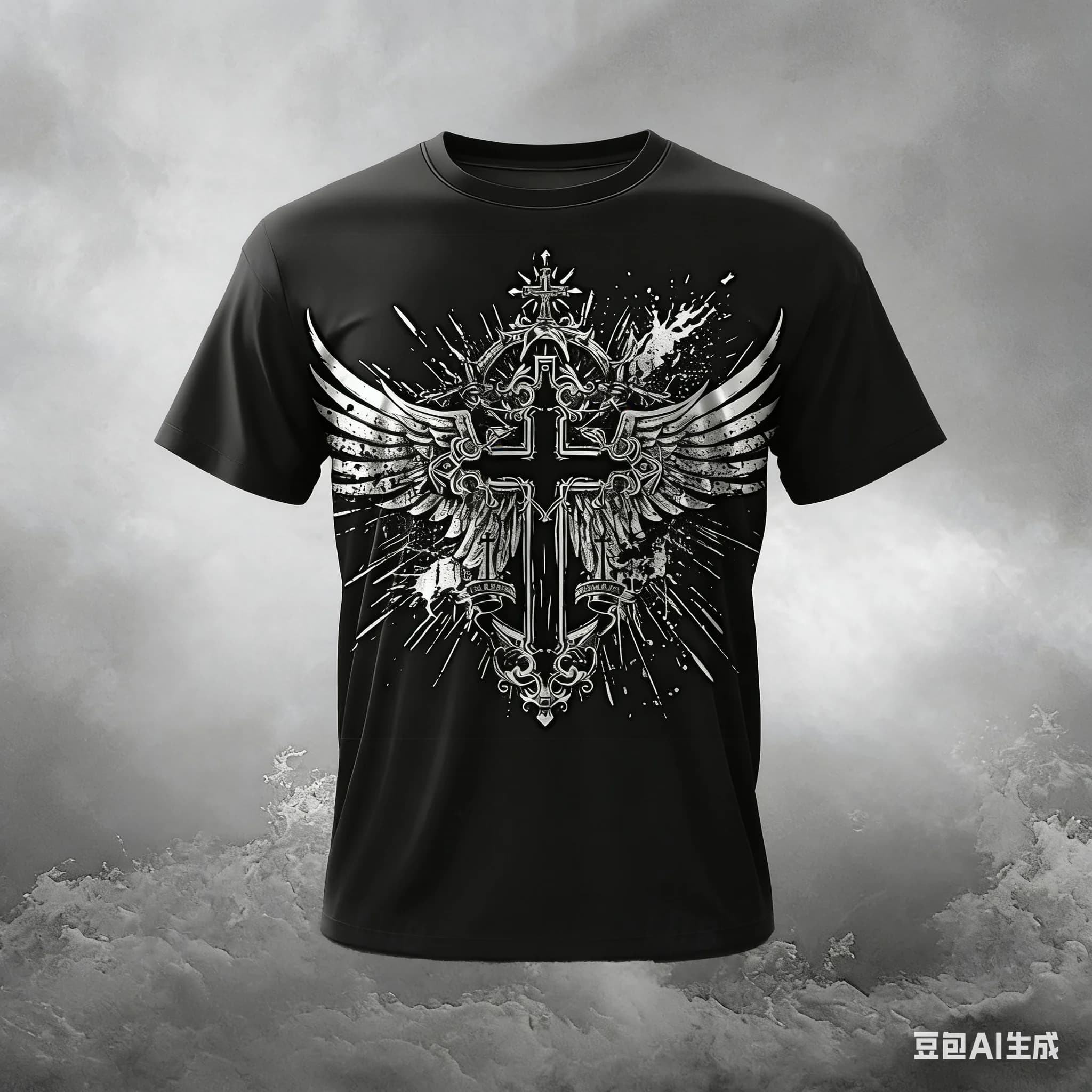 Funny Cross Wing Pattern Men's T Shirt Summer Casual O-neck Loose T-shirt Fashion Comfortable Short Sleeve Tops Hip Hop Clothing