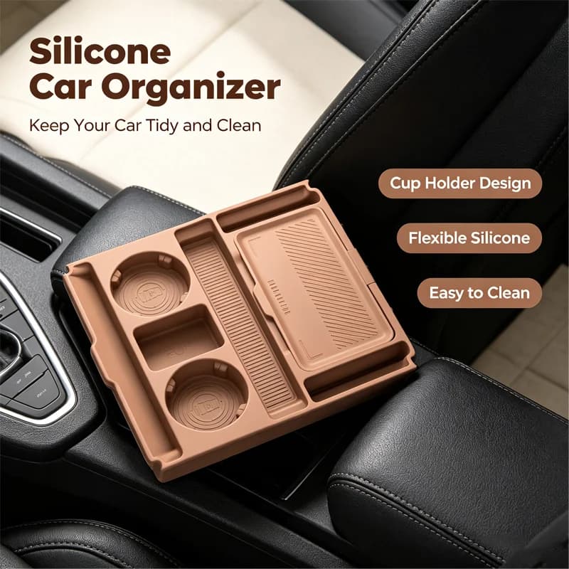 For Dongfeng Mengshi M817 2026 Center Console Lower Silicone Storage Box, Drop-in Organizer Tray with Sunglasses Holder