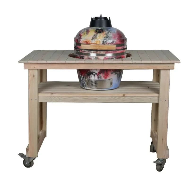 Outdoor BBQ ceramic grill, fish grill 16-inch removable wooden table stew oven equipment