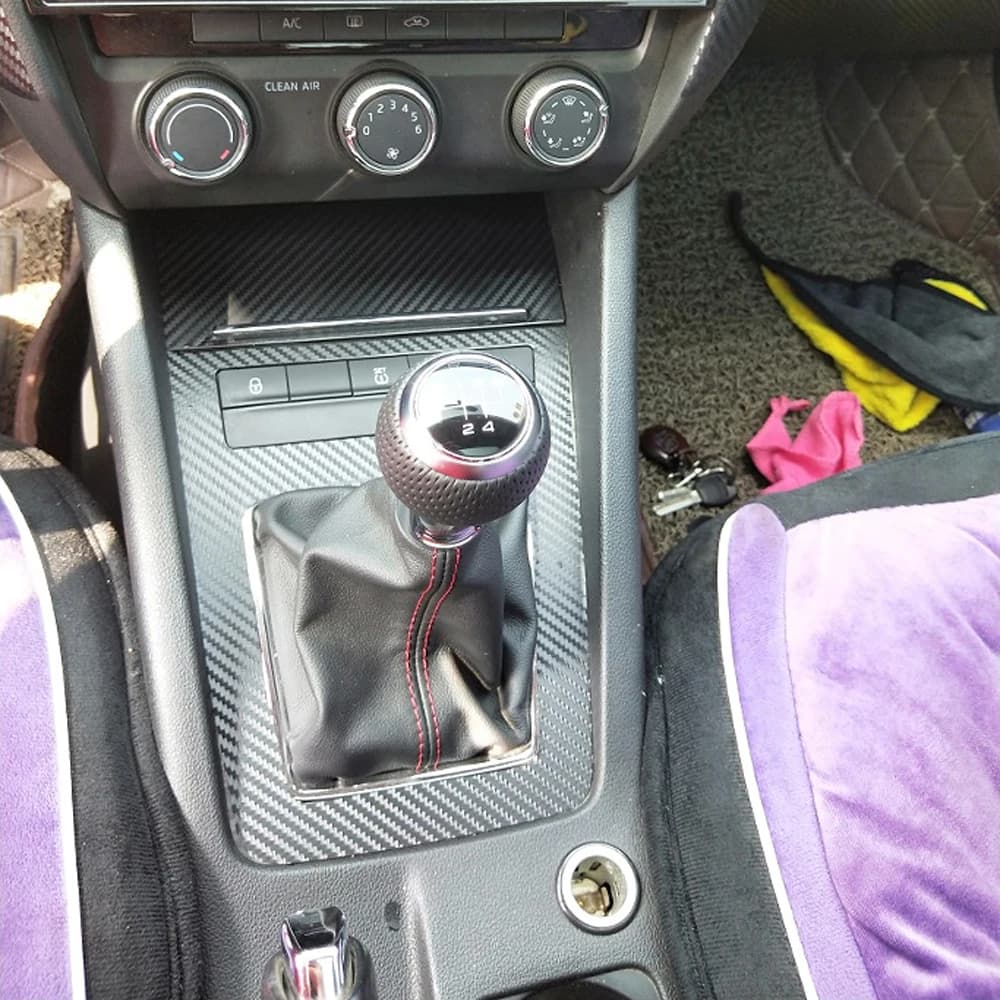 For Skoda Octavia 2015-2019 Car Gear Panel Sticker Gear Box Protective Film Carbon Fiber Black Car Interior Sticker