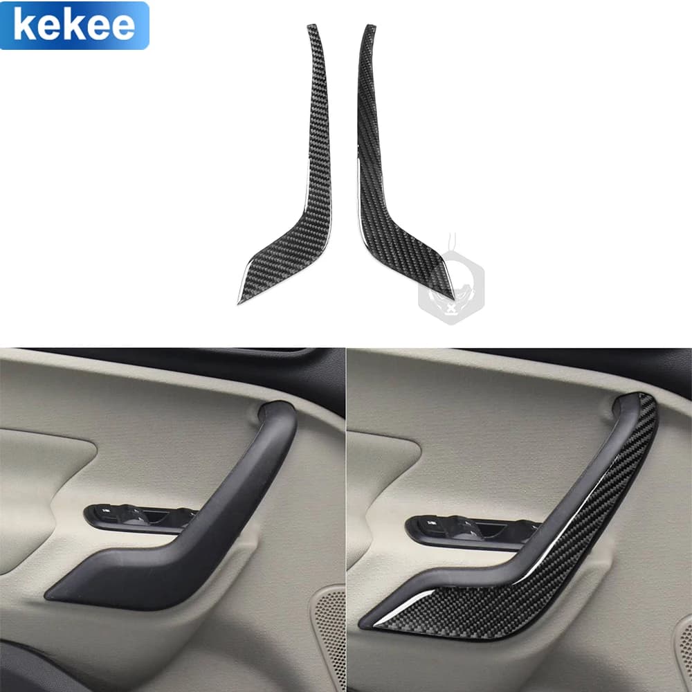 For Ford Fiesta 2011-2019 Real Soft Carbon Fiber front door Armrest panels Trim Car Interior Stickers Decoration Accessories