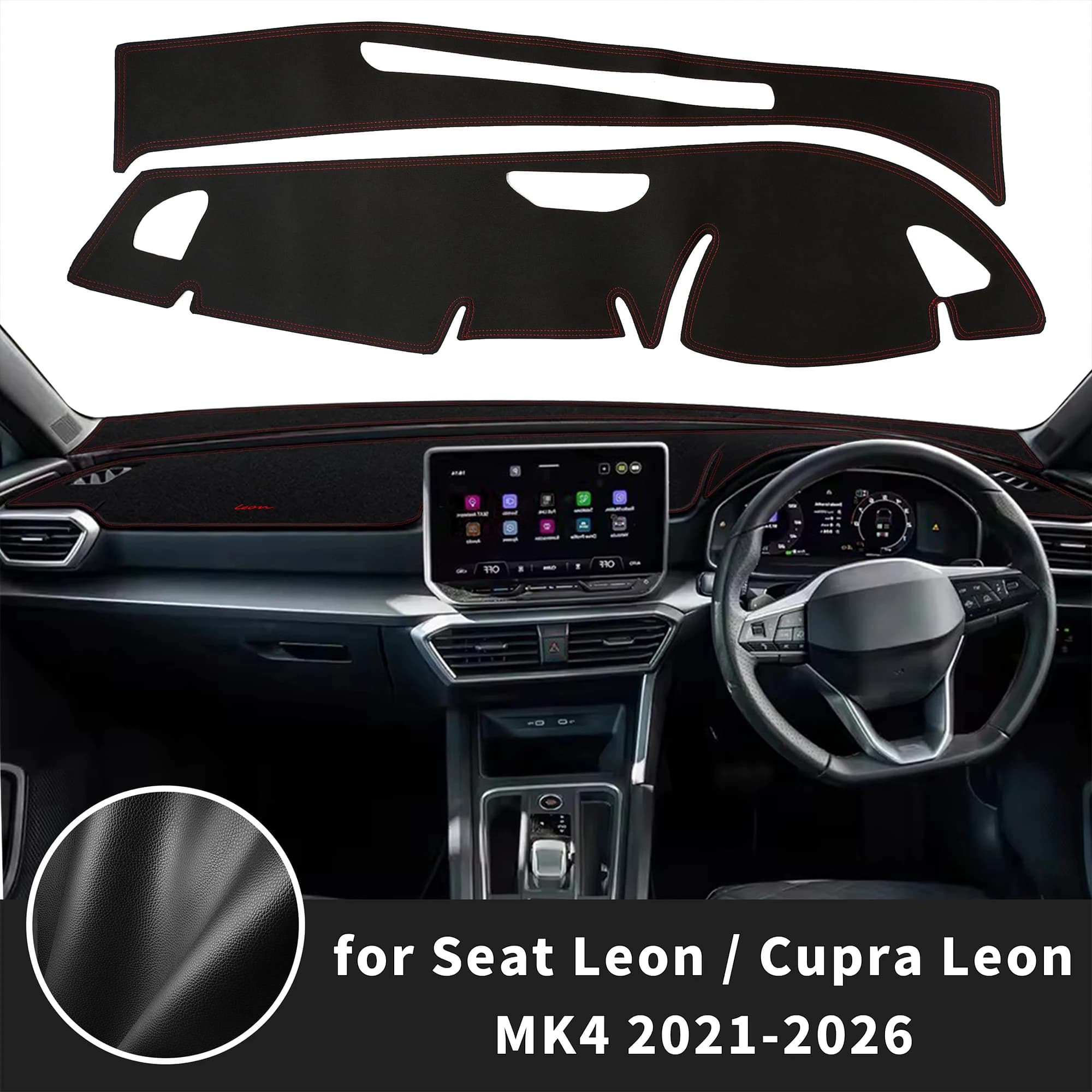 for Seat Leon 2021-2026 Cupra Leon MK4 Dashboard Cover ​​Fit Dash Mat Anti‑Reflection Cover Dash Pad Dashmat Accessories