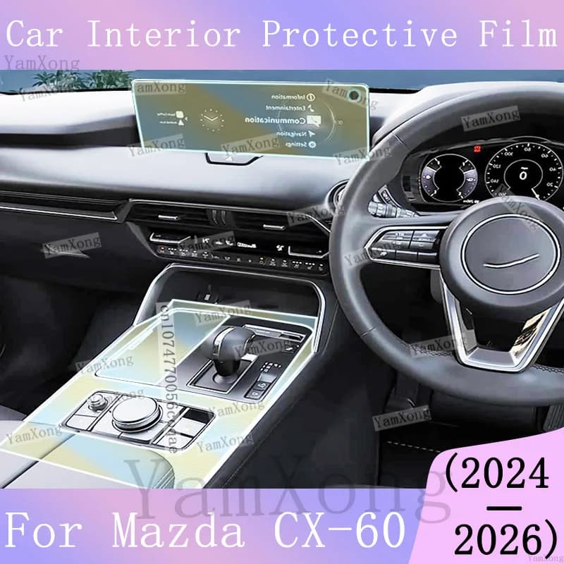 For Mazda CX60 Car interior Kit Protection Film Navigation Dashboard screen scratch Sticker Center Panel Transparent Cover Film