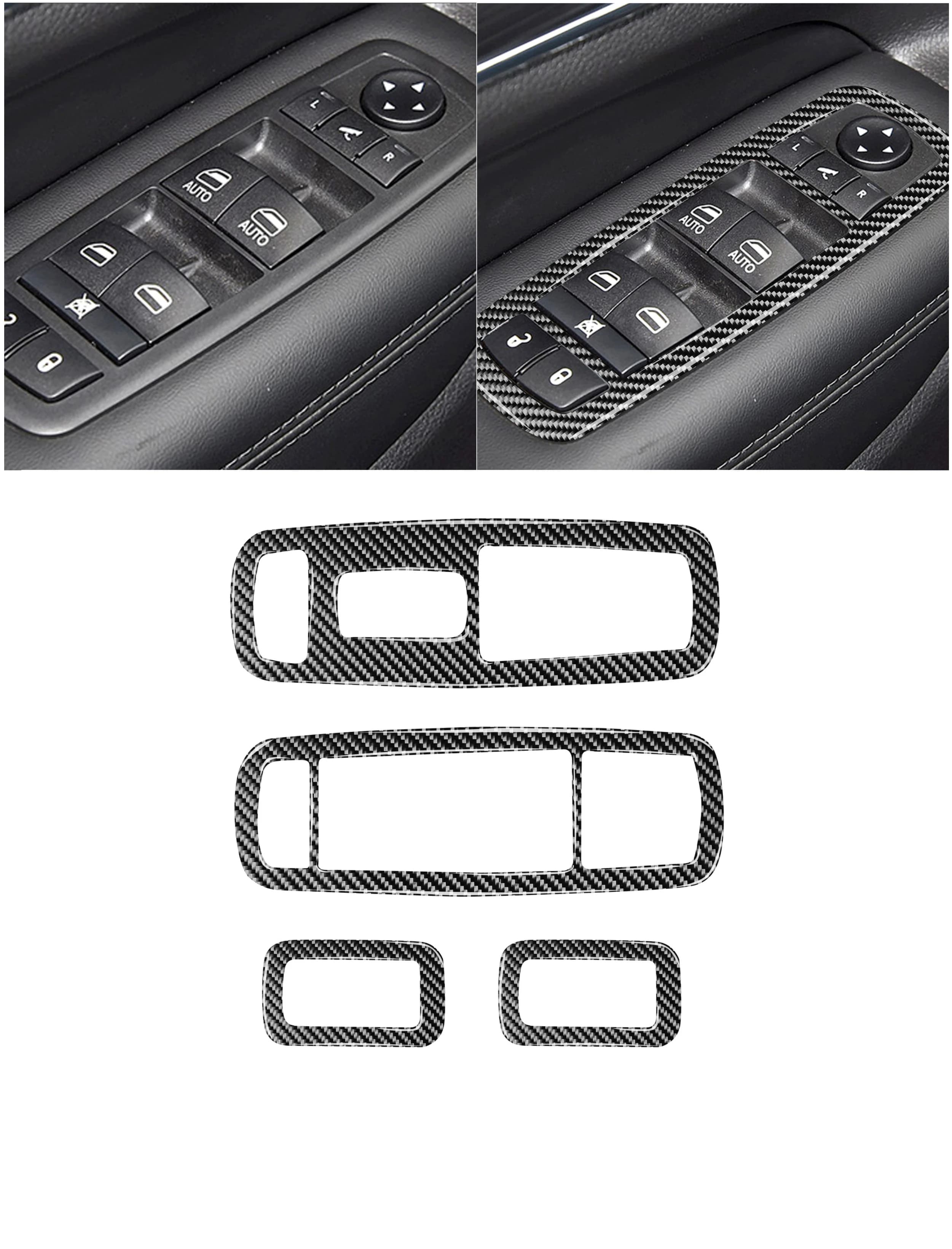 Carbon Fiber Window Lift Switch Decoration Cover Sticker Decal Trim Fit  for Jeep Grand Cherokee 2011-2021