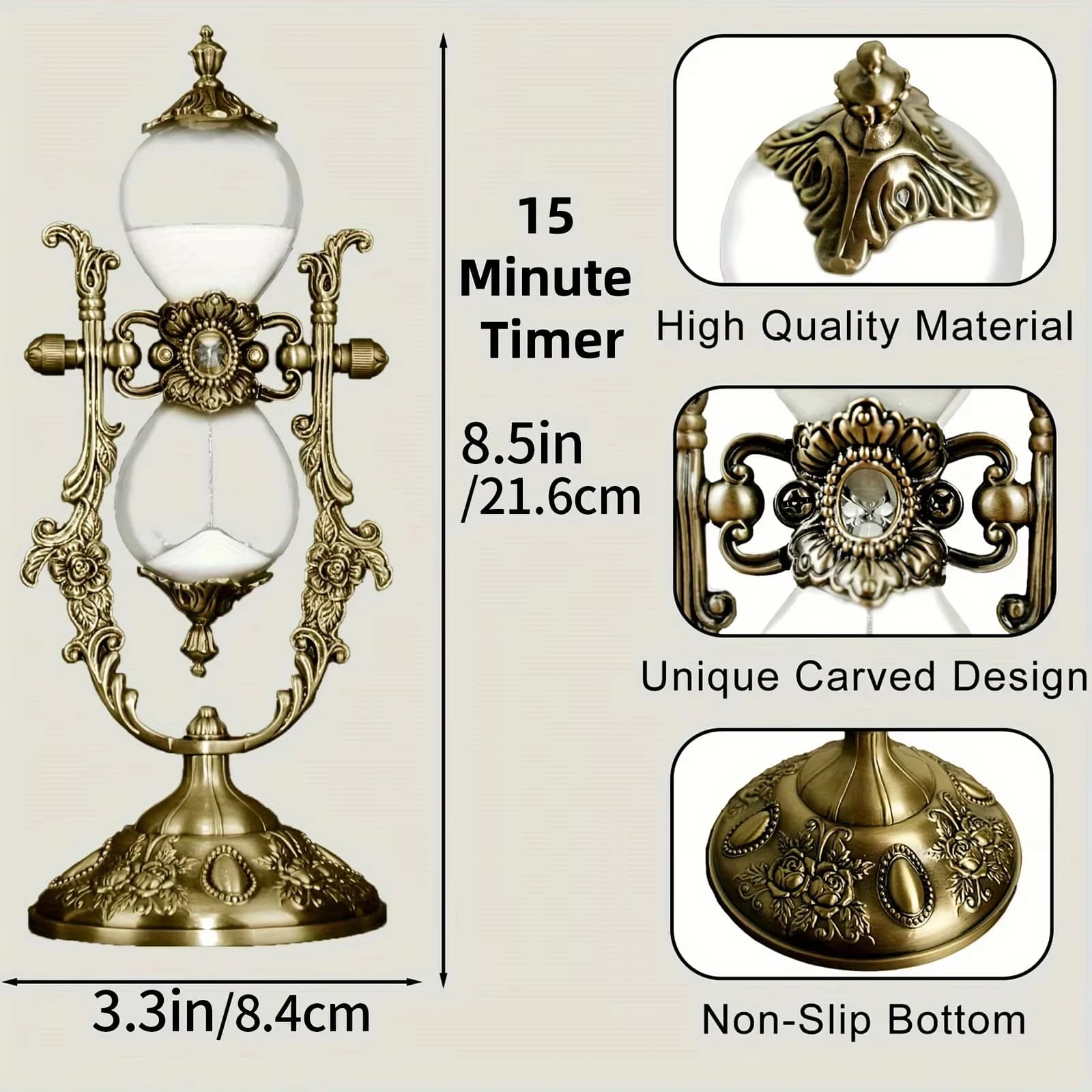 DIY Craft Storage Organizer Box 360° Rotating Antique Brass Frame Sand Timer Retro Vintage Desk Decor Home Office Ornament