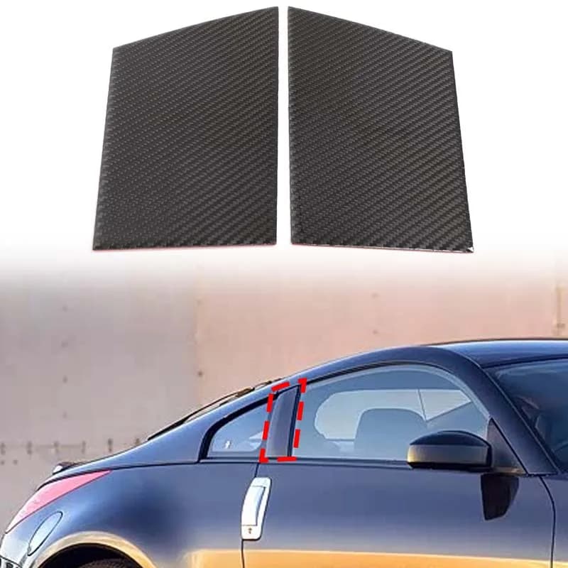 2Pcs soft real carbon fiber  For Nissan 350Z 2003-2006 car center pillar decorative sticker car exterior protection accessories