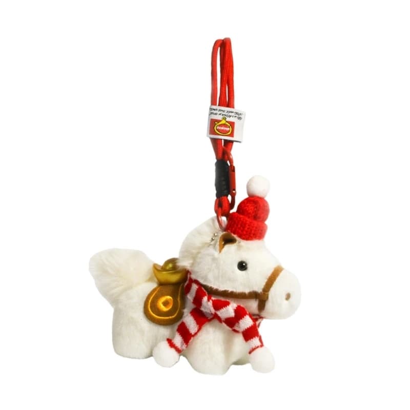 U13C Car Hanging Ornament Plush Horse Doll Keychain Pendant For 2026 Year Of Horse Bringing Good Fortunes Travel Decoration