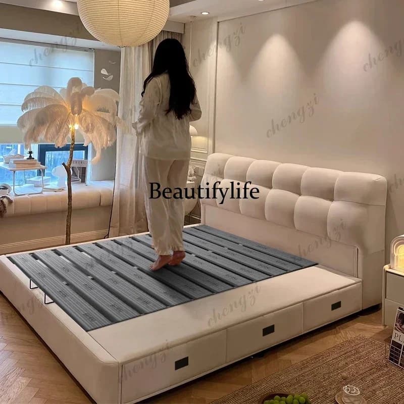 Soft Normal Double Bed Elegant Cheap Australia Luxury Wooden Double Bed Storage Japanese Cloud Camas De Dormitorio FurnitureN138