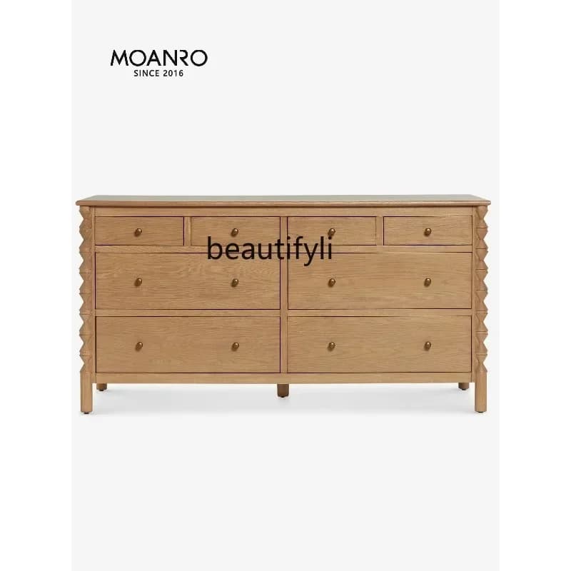 53 Solid wood medieval chest cabinet French storage living room side cabinet storage cabinet cream wind drawer