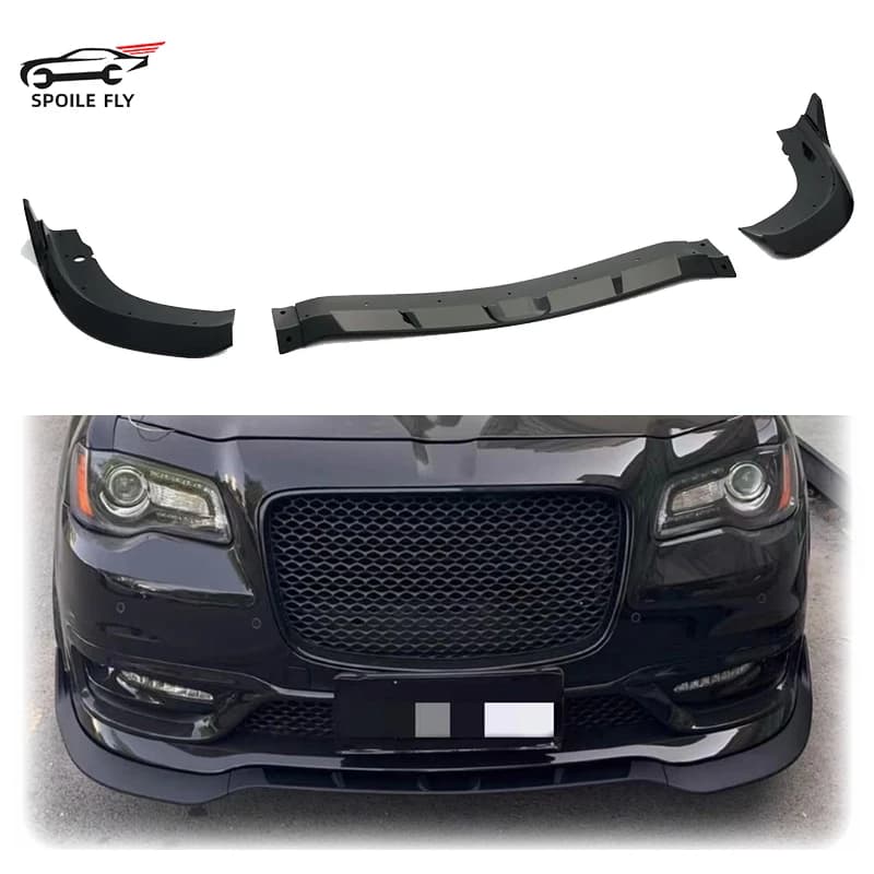 For Chrysler 300C SRT 2016 2017 2018 2019 2020 2021 2022 2023 2024 High Quality ABS Car Front Bumper Lip Body Kit Glossy Black