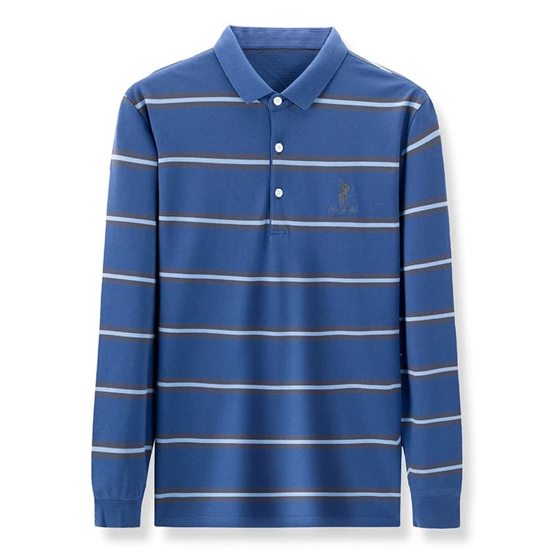 Autumn winter new polo shirt High quality brand cotton men's polo shirt Business casual striped Solid shirt polo men  clothing