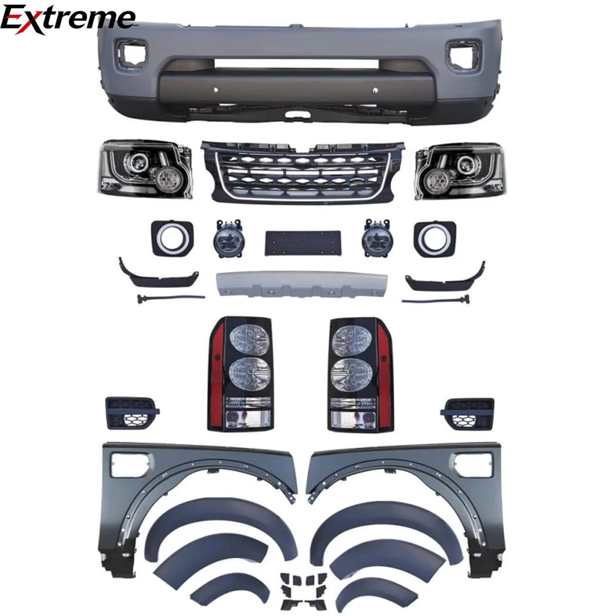 Modified to 2014 Discovery 4 Model Body Kit with Headlight Bumper PP Plastic for Land Rover  Discovery 3 2009-2013.