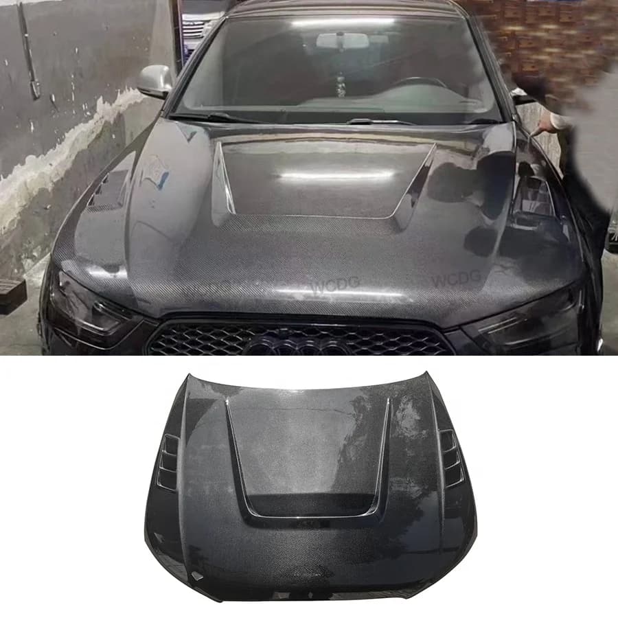 LY Style New Carbon Fiber Front Hood forAudi A4 S4 RS4 B8 2009-2012 Front Bumper Hood Bonnet Cover Bodykit