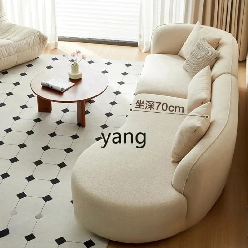 LMM  cream fabric curved sofa living room leisure sofa furniture