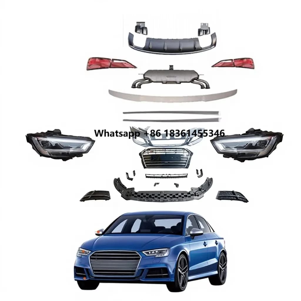 For  STLF High Quality  A3 2017-2020 S3 Style Front Bumper Headlight Taillight Grill Body Kits