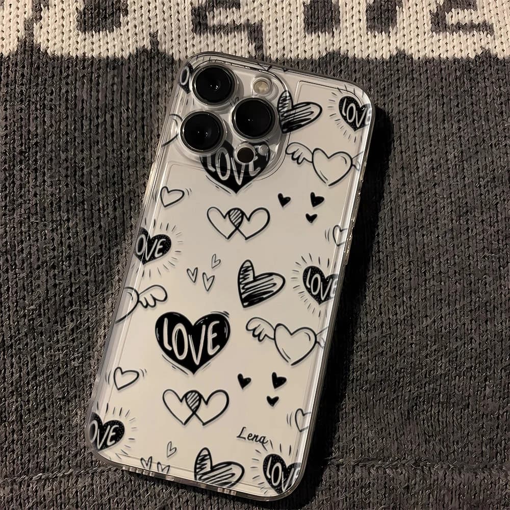 Little Love Heart Clear Silicone Phone Case For iPhone 16E 16 15 14 13 12 Mini 11 Pro XS MAX X XR 7 8 Plus SE 2020 Soft Cover