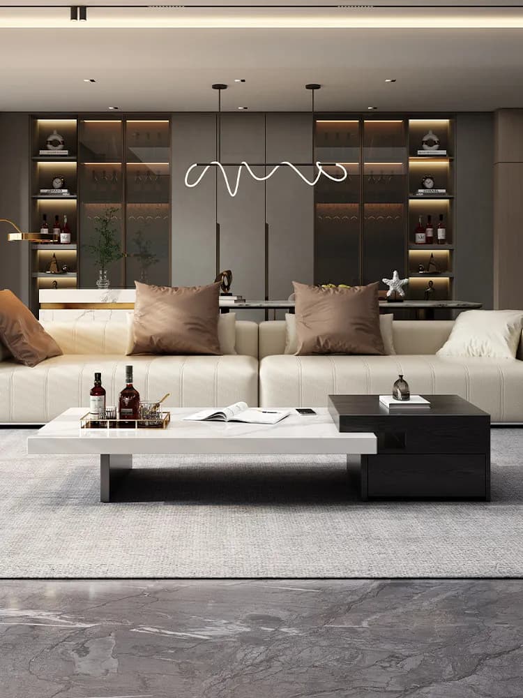 YJQ Italian minimalist rectangular suspended coffee table living room small apartment household rock slab coffee table