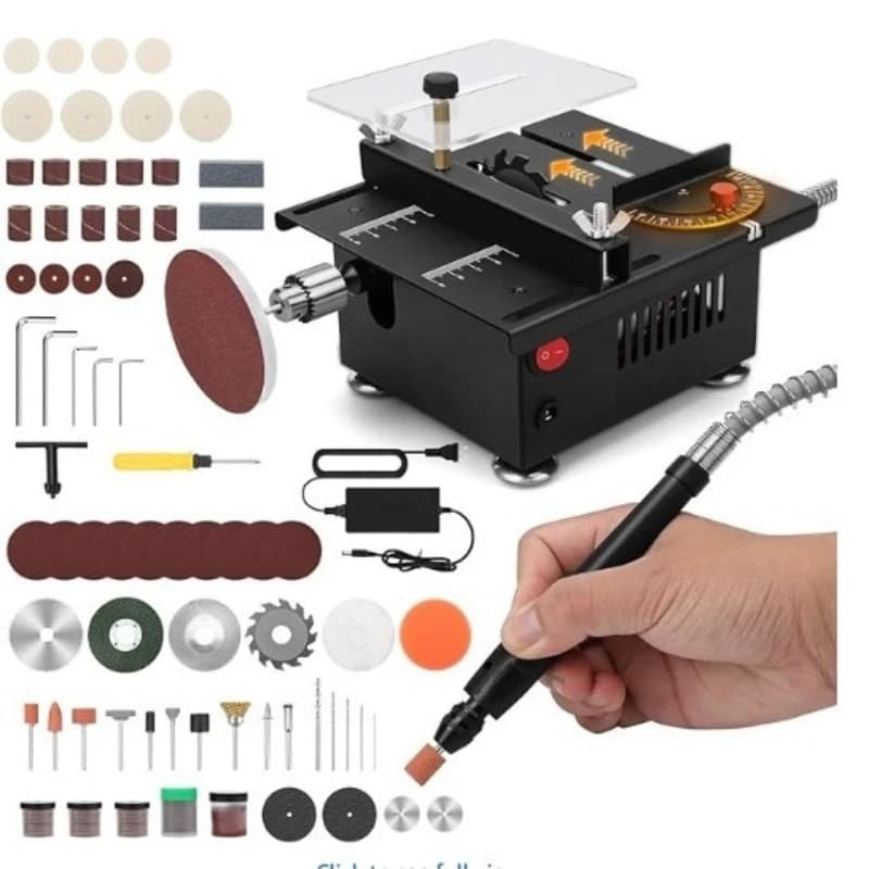 Miniature desktop table saw DIY woodworking acrylic pvc chainsaw precision model saw