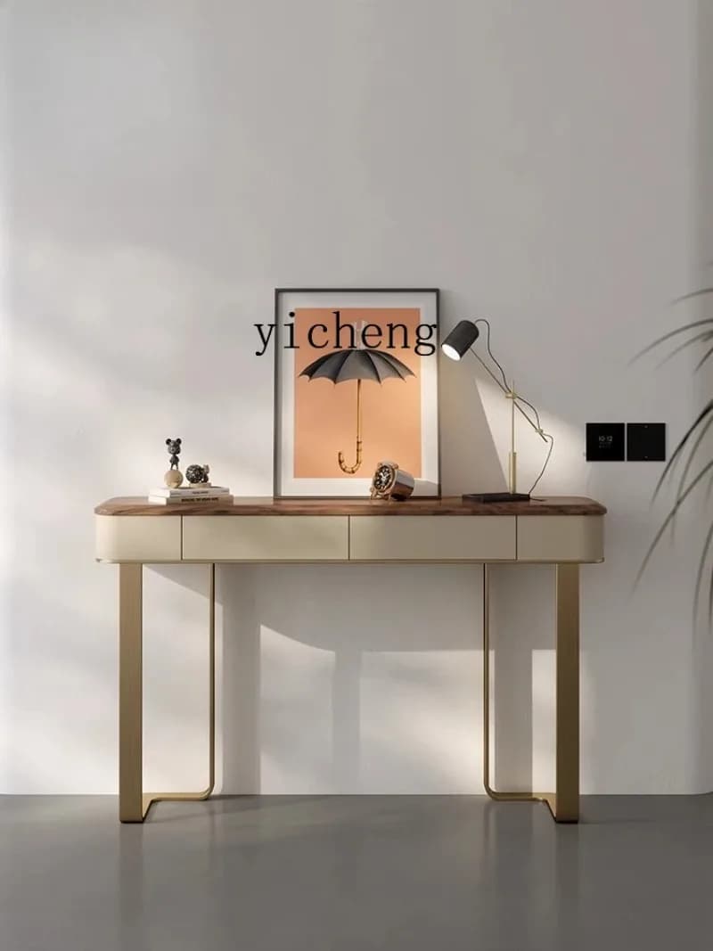 L28CL Light Luxury Walnut Entrance Table Villa Entrance Foyer Corridor Modern Simple Entrance Table
