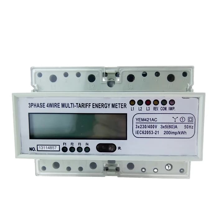 Three-Phase Din Rail M-Bus Active and Reactive Infrared Kwh CT Included  Energy Meter