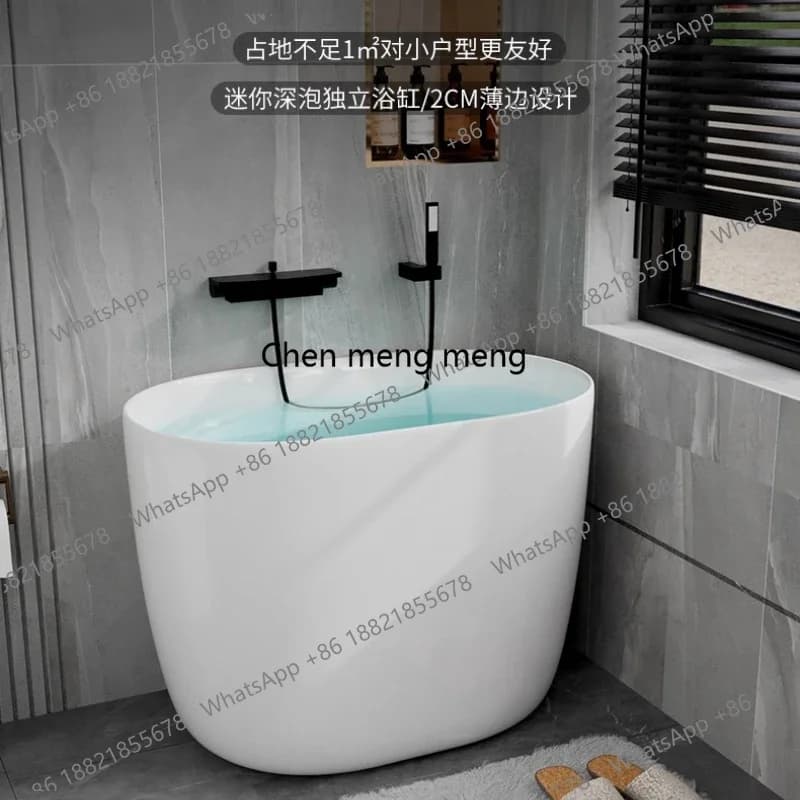 Household small apartment with thin edge independent small bathtub acrylic small deep soaking bathtub